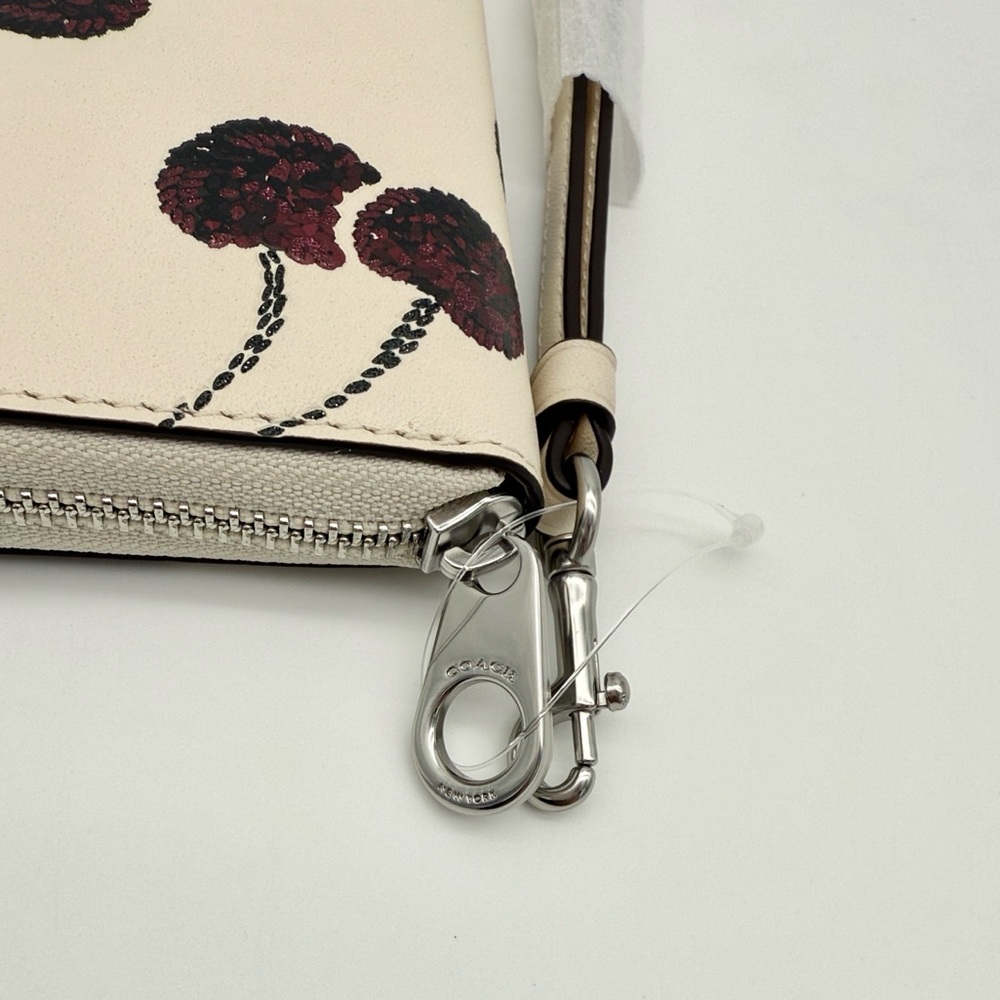 Coach Long Zip Around Wallet With Cherry Print Chalk - Picture 11 of 14